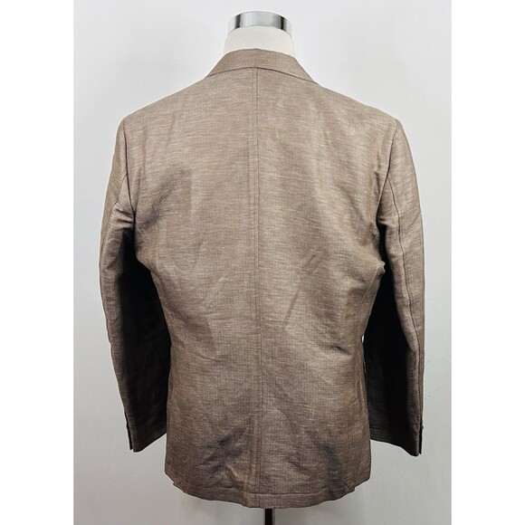 NWT Joseph Abboud Large Sport Coat Linen Blend Beige Herringbone Two Button - Picture 6 of 8